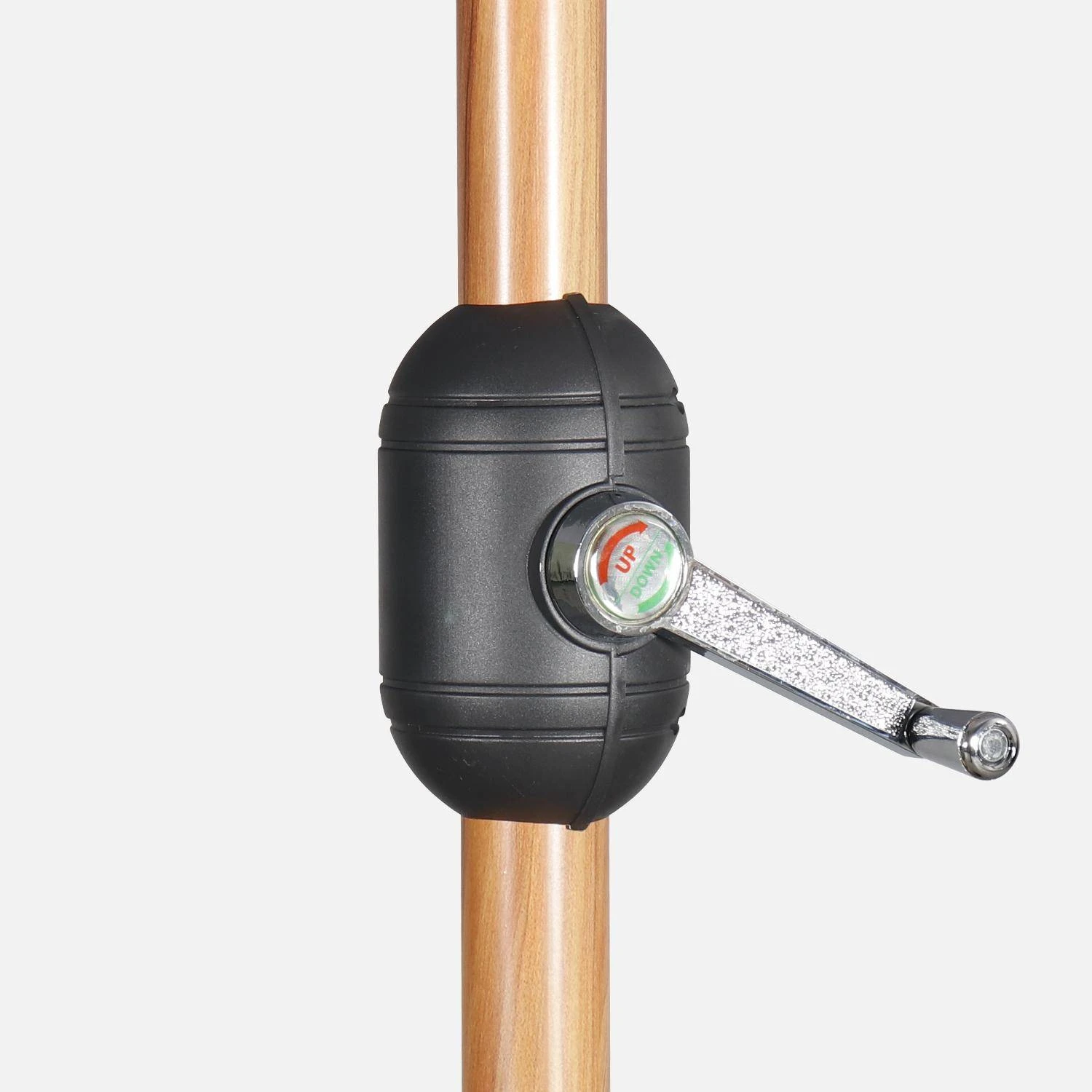 Parasol Rond 3m, Mât Effet Bois Couleur : Gris 8 Parasol Rond 3m, Mât Effet Bois Couleur : Gris – Image 6