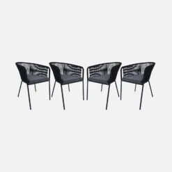 Fauteuil De Jardin Corde Et Acier Galvanisé (lot De 4) Couleur : Noir / Gris -ME Soldes ropearmx4bk 03e64dd42ee3ae6666977377bc21e636