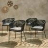 Fauteuil De Jardin Corde Et Acier Galvanisé (lot De 4) Couleur : Noir / Gris -ME Soldes ropearmx4bk 852c1715b4e6465e0c4849ae00cc8d3c
