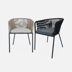 Fauteuil De Jardin Corde Et Acier Galvanisé (lot De 4) Couleur : Noir / Gris -ME Soldes ropearmx4bk d728ae43c8e8dfcdfe21805c6af0d8b2