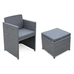 Salon De Jardin 6-10 Places Avec Housse - Vasto Couleur : Gris / Gris -ME Soldes salon de jardin 6 10 places vasto avec housse coloris gris coussins gris chine table encastrable 01bc5588e798f7e905fecc3b071d8958