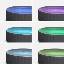 Spa Gonflable 6 Places Rond Bande LED, Système Anti-gel, Bâche -ME Soldes spa205lrledgy aff9cc817624f0a3f9400b6bd2951afd