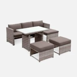Salon De Jardin Résine Tressée 6 Places Couleur : Gris / Gris Taupe -ME Soldes wk100r5sofagy ef9380f17494f9abdd79f7989a46b035