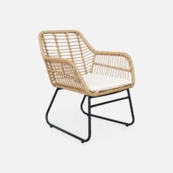 Salon De Jardin Résine Effet Rotin Et Métal 4 Places -ME Soldes wk4bamb 3a7ee964812feb8e91969eed14ea5d78