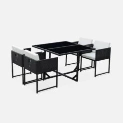 Table De Jardin Encastrable Résine Tressée 4 Chaises Couleur : Noir 12 Table De Jardin Encastrable Résine Tressée 4 Chaises Couleur : Noir -ME Soldes wk4cubebk 1764a8ef704136ade0c1b71908a62552