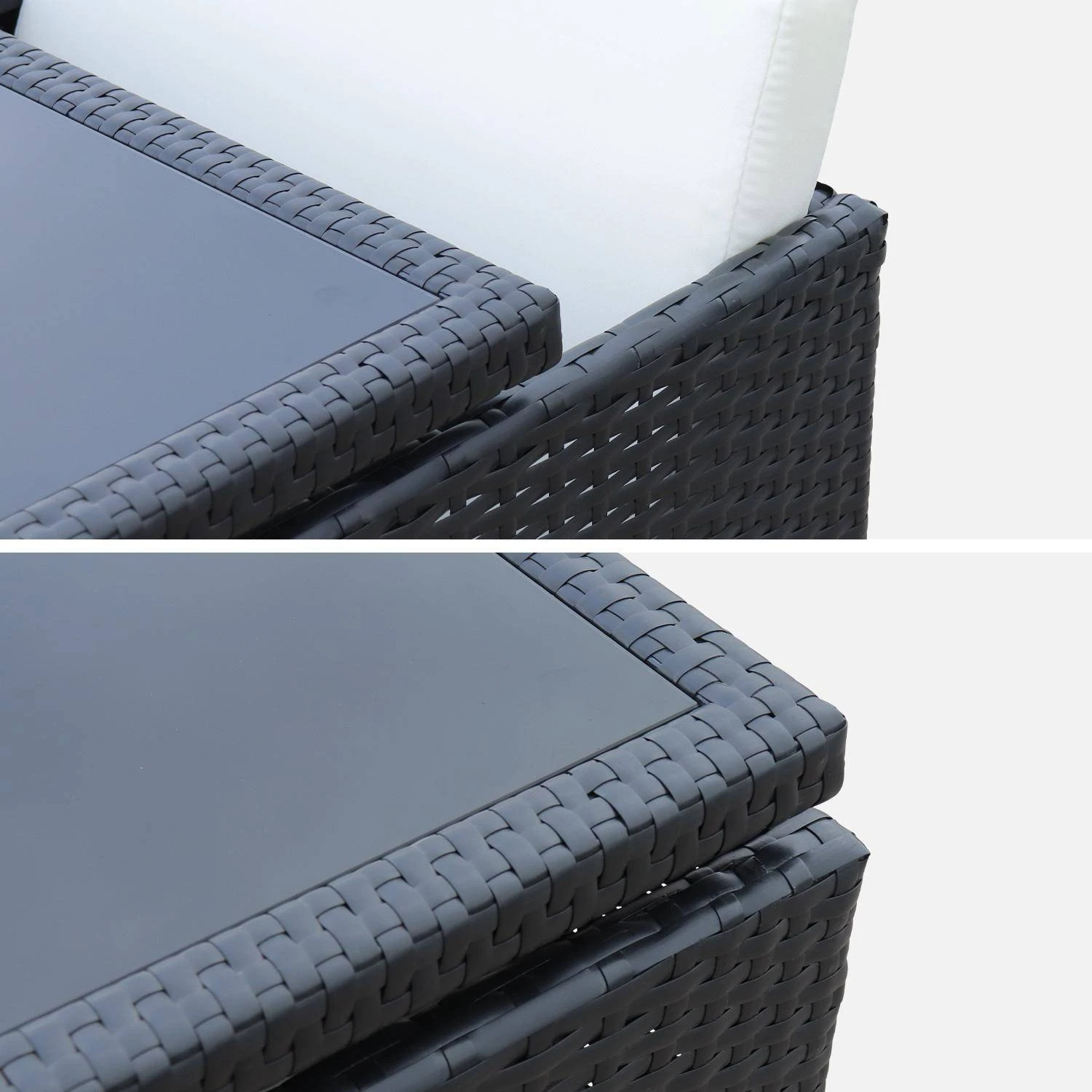 Table De Jardin Encastrable Résine Tressée 4 Chaises Couleur : Noir 10 Table De Jardin Encastrable Résine Tressée 4 Chaises Couleur : Noir – Image 8