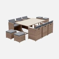 Table De Jardin Encastrable Résine, 10 Fauteuils Couleur : Beige / Gris Chiné -ME Soldes wkdgcube10ntgy 799ed667bfb68e777fc0d3ef7c43bc5f