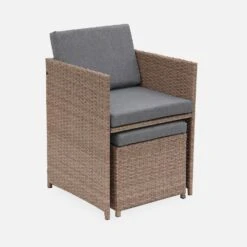Table De Jardin Encastrable Résine, 10 Fauteuils Couleur : Beige / Gris Chiné -ME Soldes wkdgcube10ntgy ef67885b4e6c6fec462a1aad8a6f5507