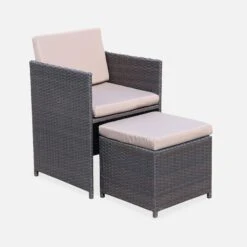 Table De Jardin Encastrable Résine Tressée, 12 Fauteuils Couleur : Marron / Taupe -ME Soldes wkdgcube12chbn c9fbf3b9f12bdbacee4fc056972926a4