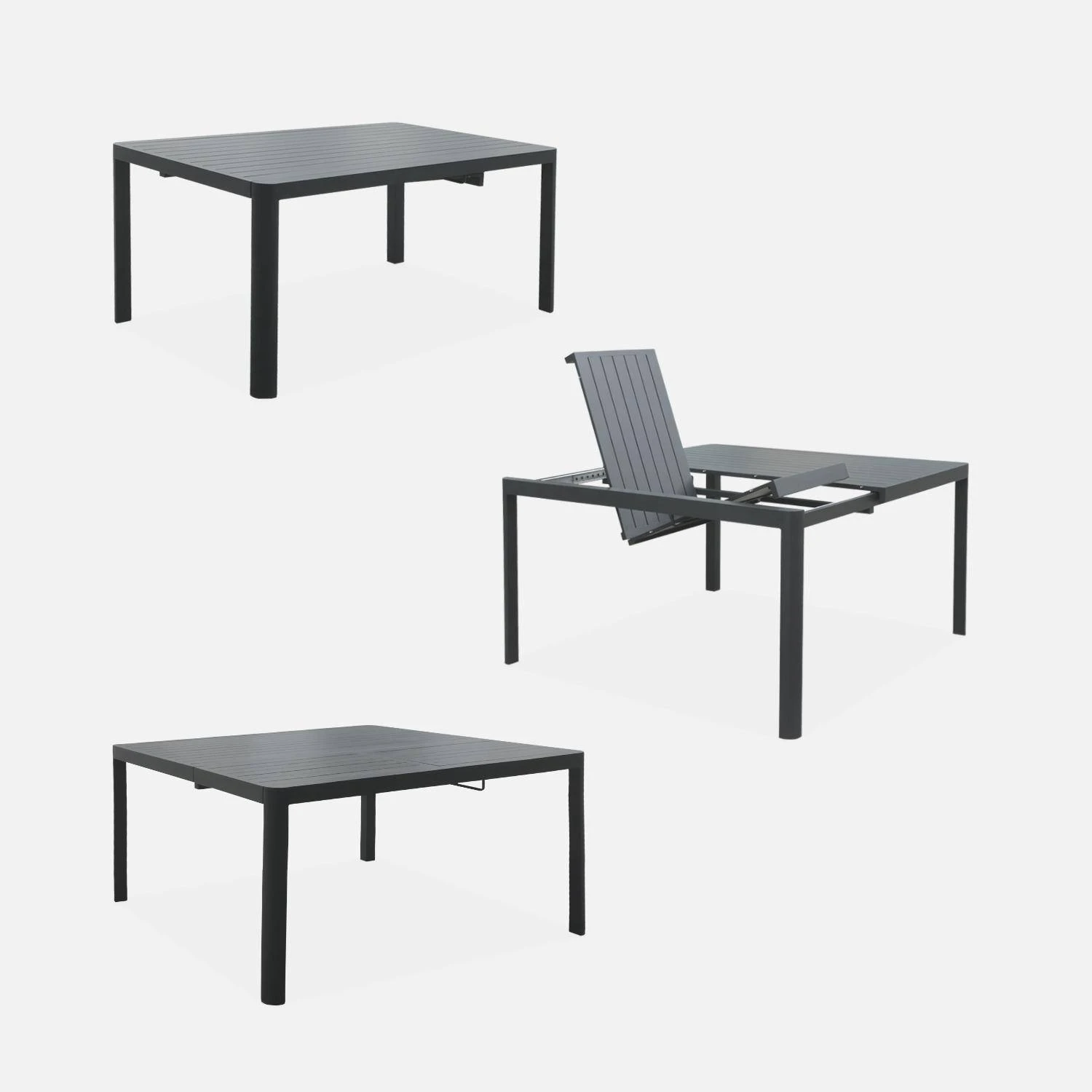Table De Jardin Extensible Aluminium + 8 Fauteuils De Jardin Empilables Couleur : Anthracite / Gris Clair 7 Table De Jardin Extensible Aluminium + 8 Fauteuils De Jardin Empilables Couleur : Anthracite / Gris Clair – Image 5