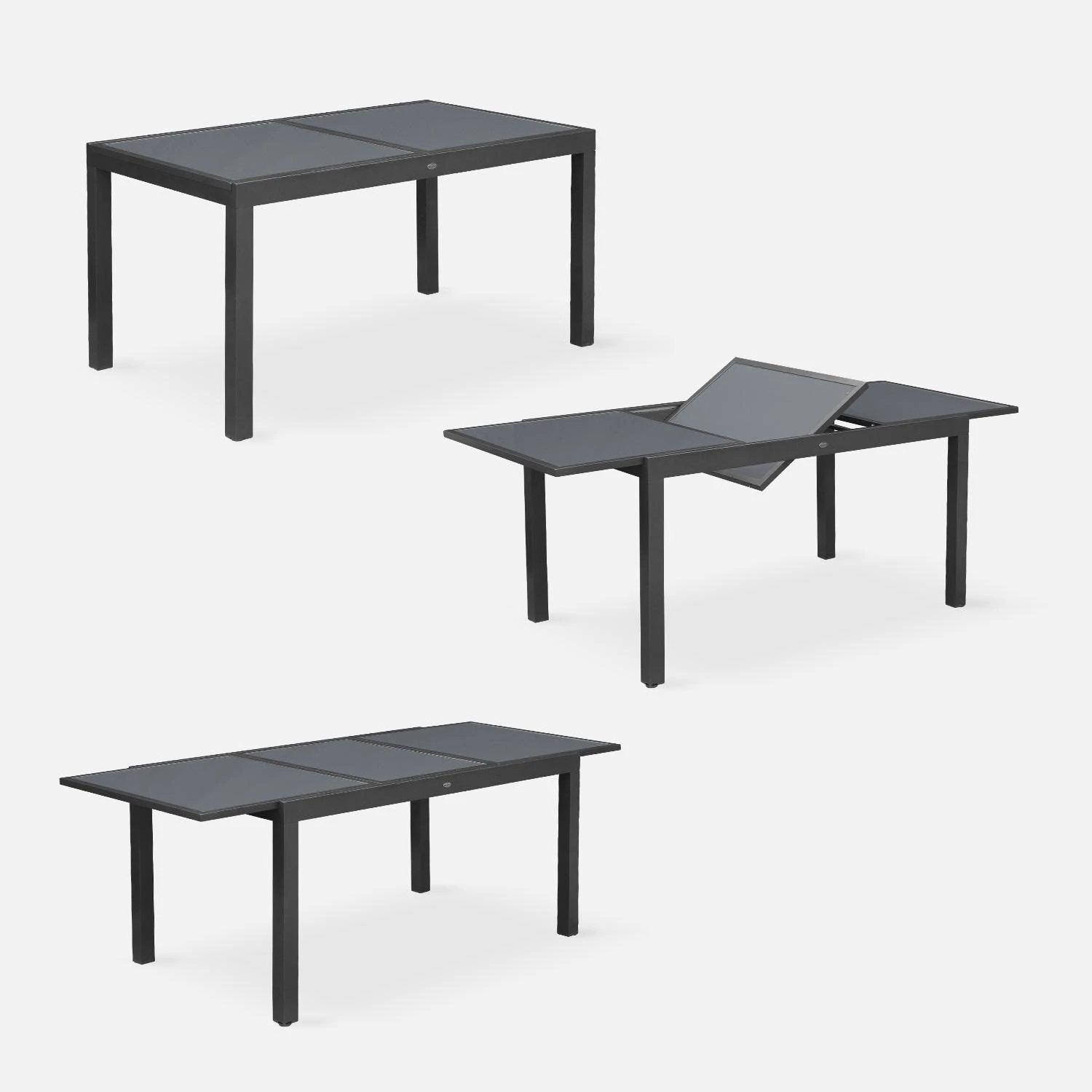 Table De Jardin Extensible Aluminium, 6 Chaises Couleur : Gris / Gris Taupe 6 Table De Jardin Extensible Aluminium, 6 Chaises Couleur : Gris / Gris Taupe – Image 4