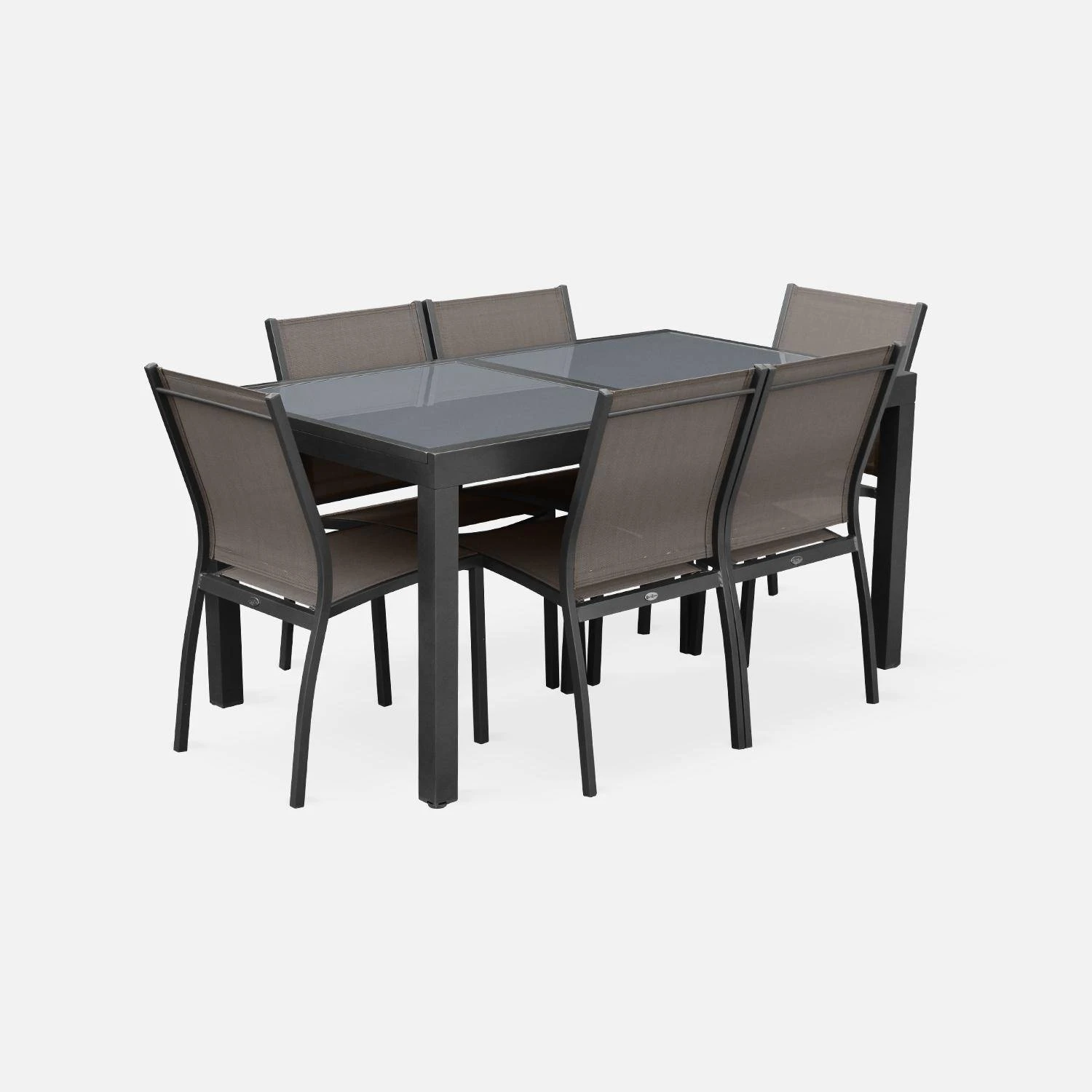 Table De Jardin Extensible Aluminium, 6 Chaises Couleur : Gris / Gris Taupe 5 Table De Jardin Extensible Aluminium, 6 Chaises Couleur : Gris / Gris Taupe – Image 3